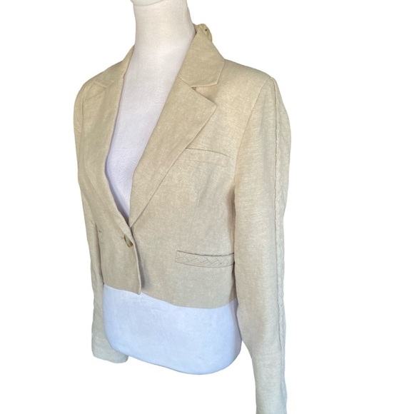 Jason Wu Cream Linen Cropped Blazer Size Small - Picture 1 of 14
